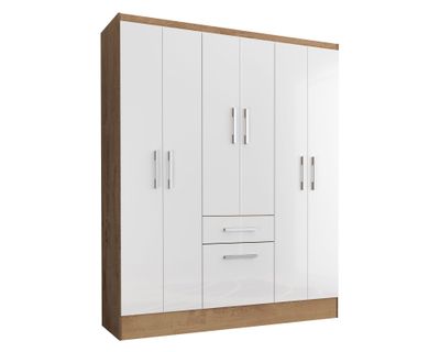 Imagen 2 del producto Clóset 6 puertas 1 cajón 1 zapatero blanco 177x138x40 cm