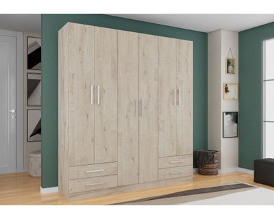 Imagen 2 del producto Clóset 6 puertas 4 cajones crema 180x46x200 cm