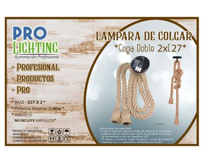 Imagen 2 del producto Portalámpara 2 luces E27 Soga doble café