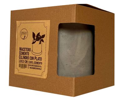 Imagen 2 del producto Macetero con plato Cilindro cemento 13x13x13 cm