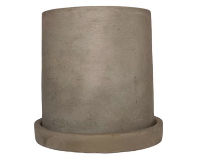Macetero con plato Cilindro cemento 13x13x13 cm
