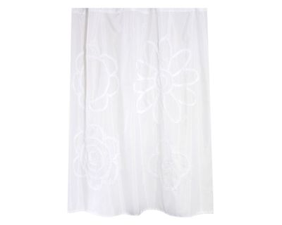 Cortina de baño 180x180 cm Relieve flor blanco