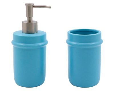Set accesorio baño Borde turquesa 2 piezas