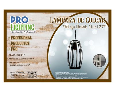 Imagen 2 del producto Lámpara colgar E27 1L Vintage Ovalada