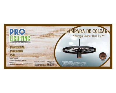 Imagen 2 del producto Lámpara colgar 1L E27 Vintage rueda