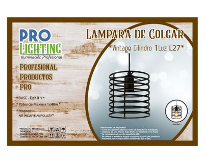 Imagen 2 del producto Lámpara colgar 1L E27 Vintage cilindro