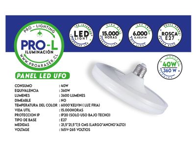 Imagen 2 del producto Panel led 40W 6500K Ufo negro