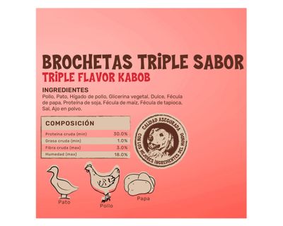 Imagen 2 del producto Snack perro Brochetas triple sabor 100 g