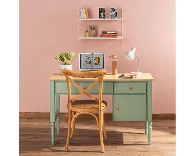 Imagen 2 del producto Escritorio natural/verde sage 1 puerta 2 cajones