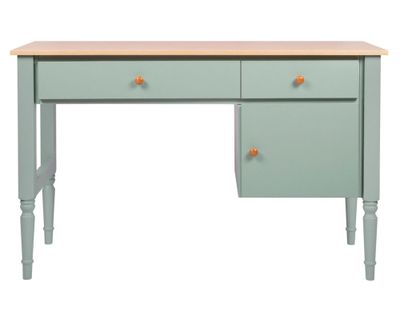 Escritorio natural/verde sage 1 puerta 2 cajones