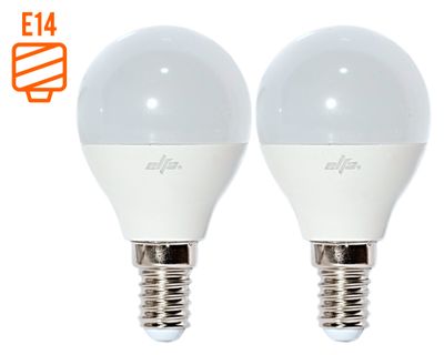 Pack 2 ampolletas Led 6W E14 luz cálida Globo G45