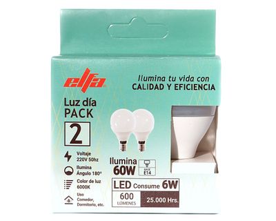 Imagen 2 del producto Pack 2 ampolletas Led 6W E14 luz fría Globo G45
