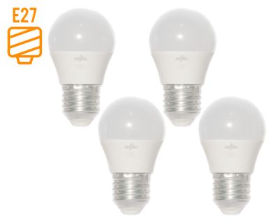 Pack 4 ampolletas Led 6W E27 luz cálida Globo G45