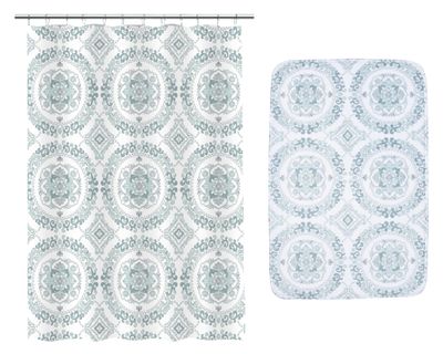 Cortina 180x180 cm + piso baño 40x60 cm Mandala