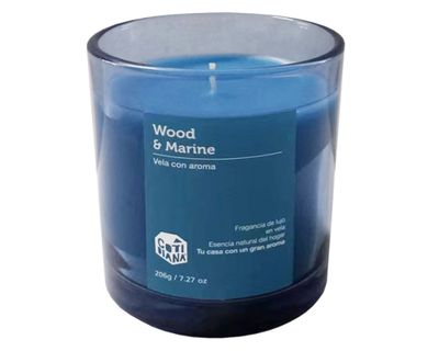 Vela con caja 9 cm azul