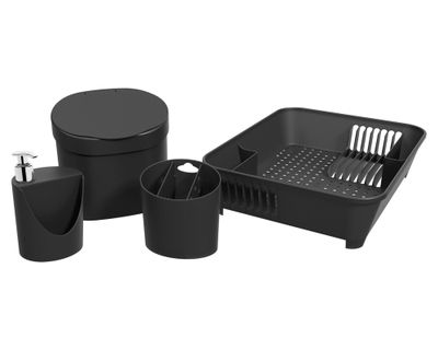 Set secaplatos Basic negro 4 piezas
