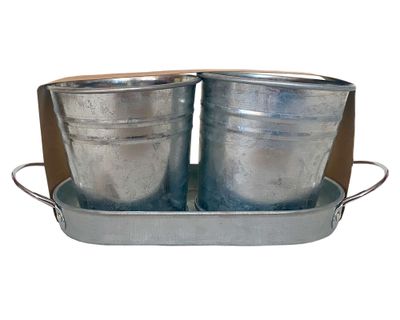 Set 2 maceteros + bandeja vintage