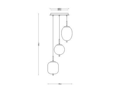 Imagen 2 del producto Lámpara colgar Smoky glass E14 3L