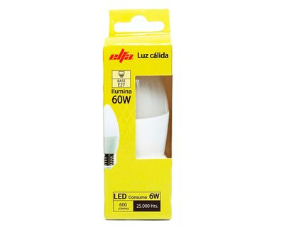 Imagen 2 del producto Ampolleta Led 6W E27 luz cálida Vela