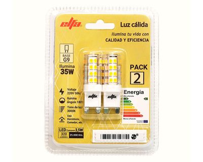 Imagen 2 del producto Ampolleta Led 3.5W G9 luz cálida 2 un.