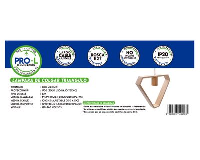 Imagen 2 del producto Lámpara colgar E27 1L Triángulo natural