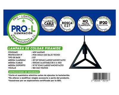 Imagen 2 del producto Lámpara colgar E27 1L Pirámide negro