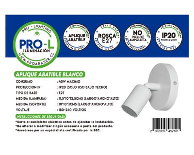 Imagen 2 del producto Aplique abatible blanco E27 1L
