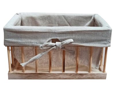 Caja multiuso con tela S beige 15x25x14 cm