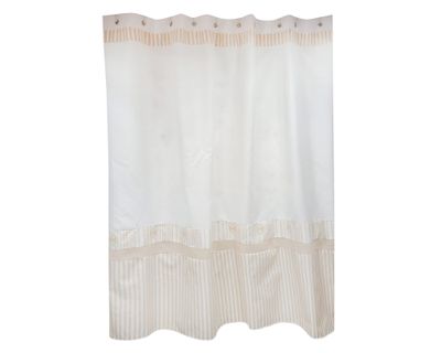 Cortina baño 180x180 cm microfibra rayas beige