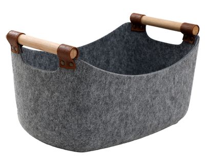 Canasto Asas madera gris 34x23x20 cm