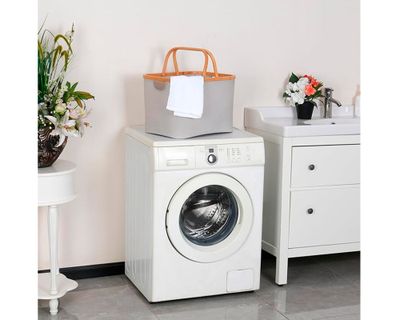 Imagen 2 del producto Canasto ropa nórdica con asas gris 16x26x38 cm