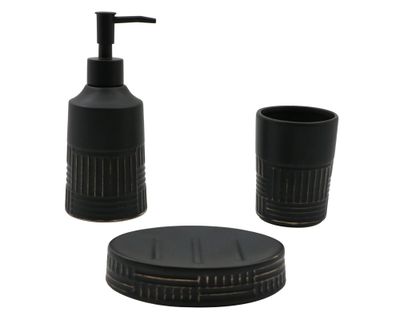 Set accesorios baño negro 3 piezas