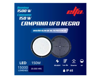 Imagen 2 del producto Campana LED 150 W 1 luz fría negro