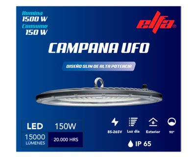 Imagen 2 del producto Campana LED 150 W 1 luz fría gris