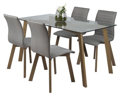 Comedor 4 sillas Domi cubierta vidrio