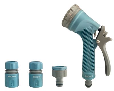 Pistola riego + acoples Capri azul