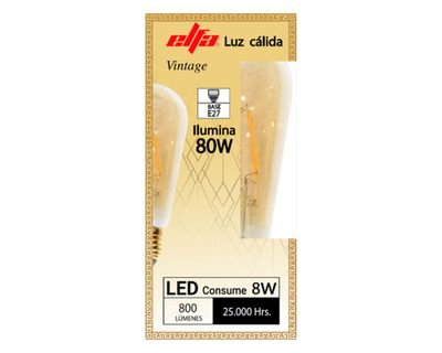 Imagen 2 del producto Ampolleta led 8W E27 luz cálida ST64 Filamento