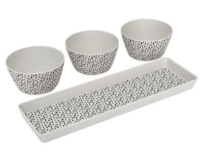 Imagen 2 del producto Set bandeja + 3 bowls Puntos blanco/negro