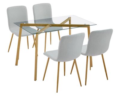 Imagen 2 del producto Comedor Nolan 4 sillas gris claro/vidrio 76x120x70 cm