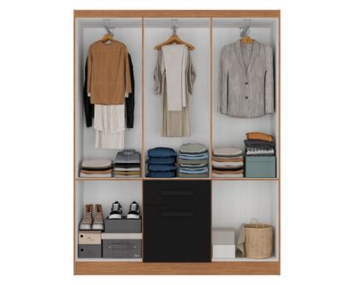 Imagen 2 del producto Clóset 6 puertas 1 cajón 1 zapatera acacia/negro