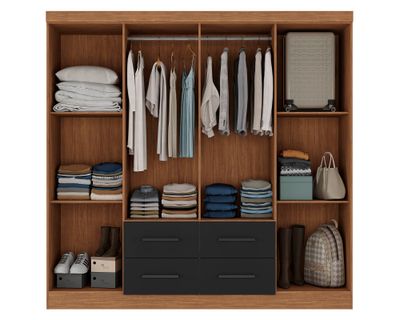 Imagen 2 del producto Clóset 8 puertas 4 cajones acacia/negro 177x182x40 cm
