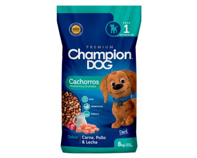 Alimento cachorro 8 kg carne pollo y leche champion dog