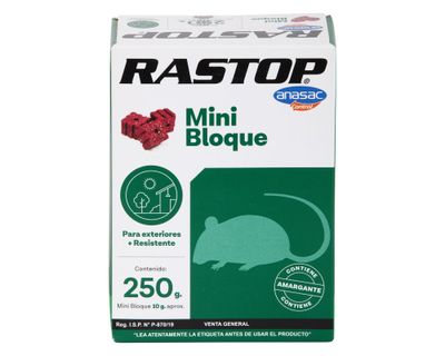 Raticida mini bloque Rastop ultima generación 250g Anasac