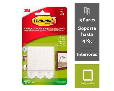 Tiras para colgar cuadros Mediano 3 pares blanco Command