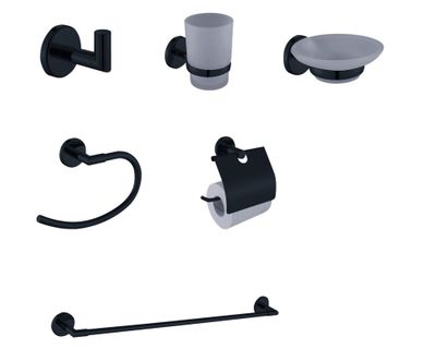 Set accesorios baño Olga negro 6 piezas