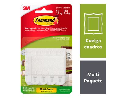 Imagen 2 del producto Tiras para colgar cuadros Pack Pequeño y Mediano 14 pares blanco