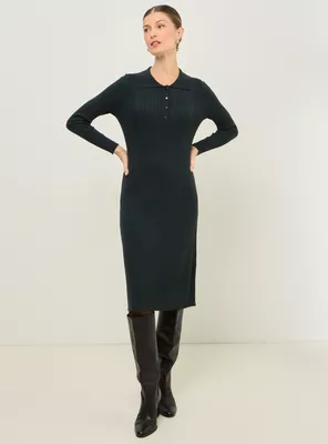 Vestido Tejido Tipo Rib con Cuello