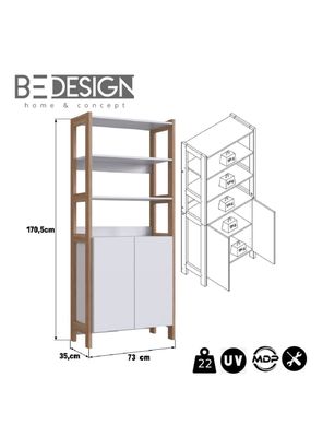 Imagen 2 del producto Estante Organizador Vertical B142 Blanco/Castaño