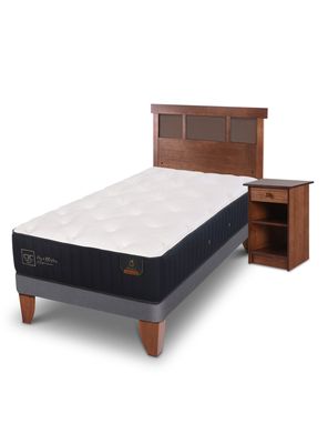 Cama Europea Premium 1.05 x 2 Dublin Caramelo + Set Muebles