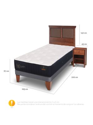 Imagen 2 del producto Cama Europea Premium 1.05 x 2 Torino Caramelo + Set Muebles